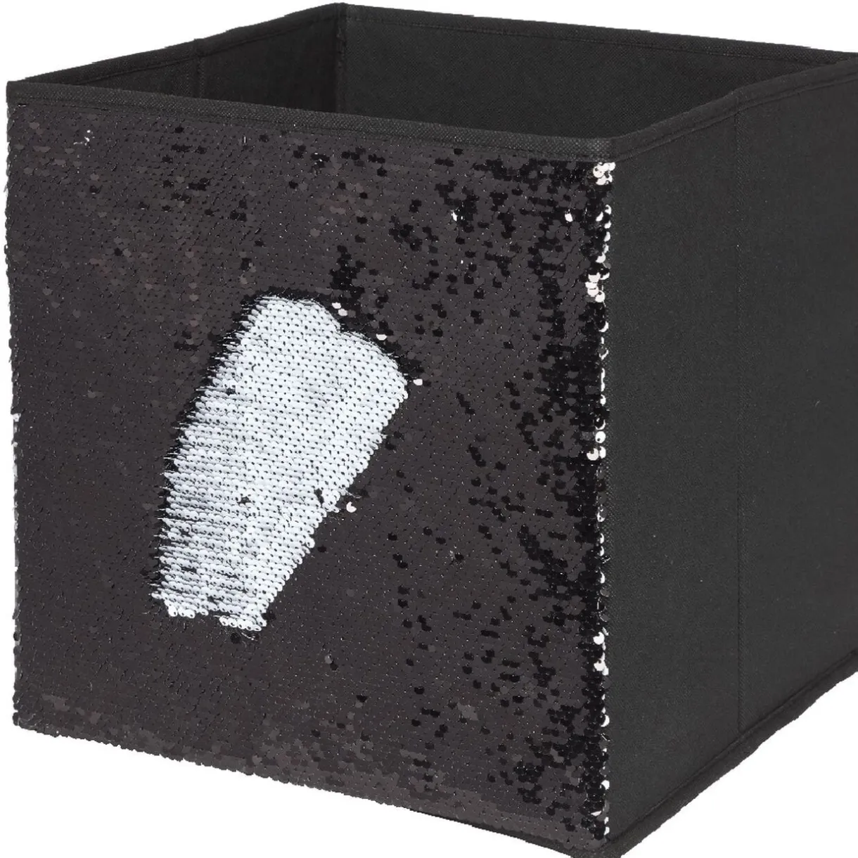 Panière Box Cube sequin noir 31x29x31cm < Gifi Discount