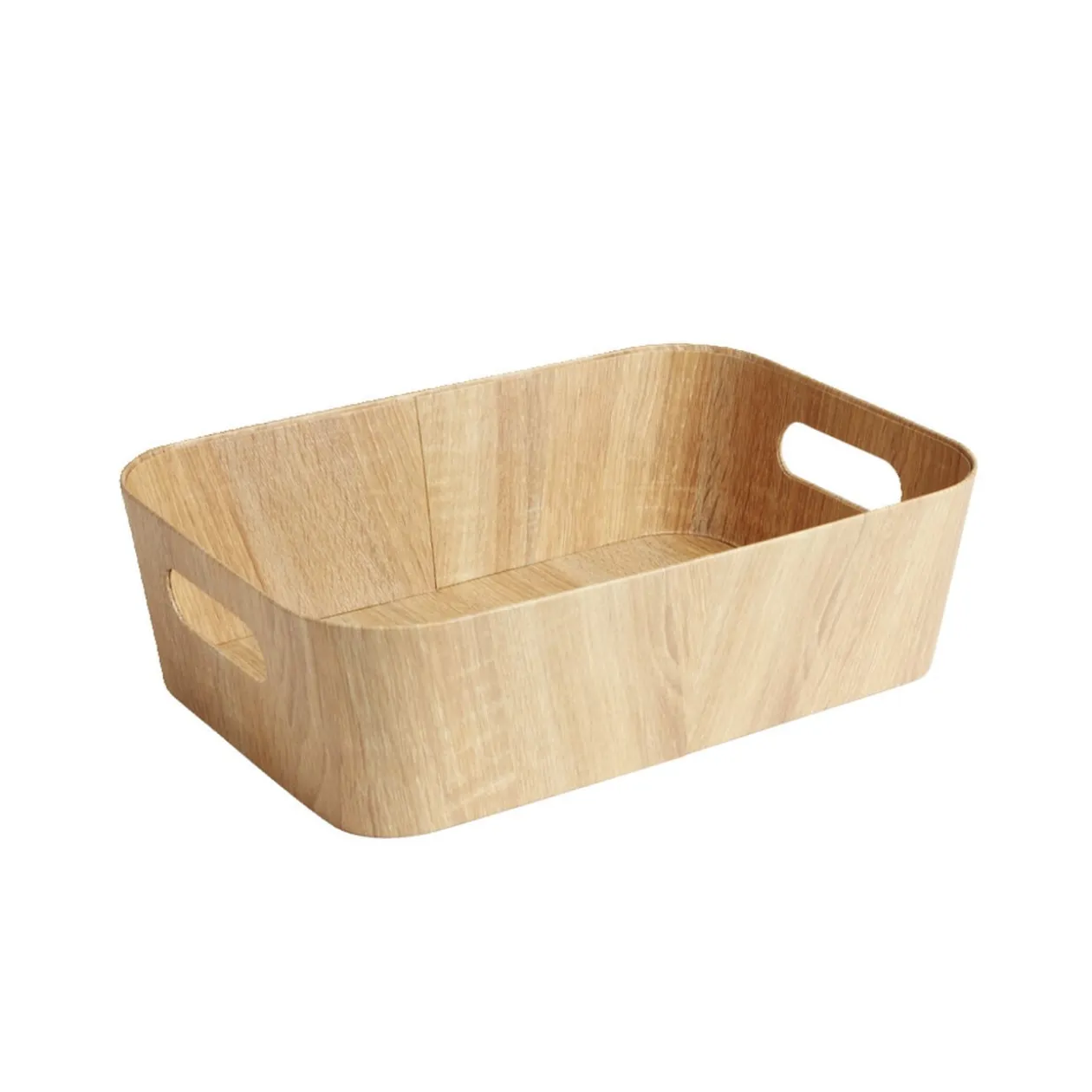 Panière carton et papier imitation bois 37x26xH11cm