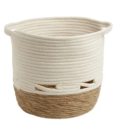 Panière coton jute blanc cassé et naturel grand modèle Ø30xH27cm < Gifi Best