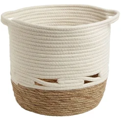 Panière coton jute blanc cassé et naturel grand modèle Ø30xH27cm < Gifi Best