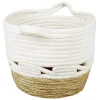 Panière coton jute blanc cassé et naturel petit modèle Ø23xH20cm