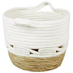 Panière coton jute blanc cassé et naturel petit modèle Ø23xH20cm