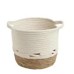 Panière coton jute blanc cassé et naturel moyen modèle Ø27xH23cm