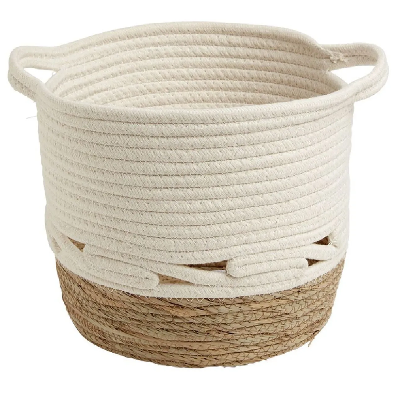 Panière coton jute blanc cassé et naturel moyen modèle Ø27xH23cm