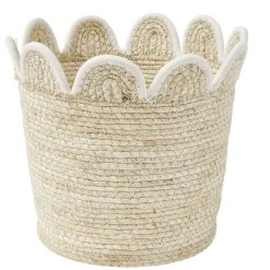 Panière décorative fibre naturelle et bord festonné Ø26xH26cm (3 modèles) < Gifi