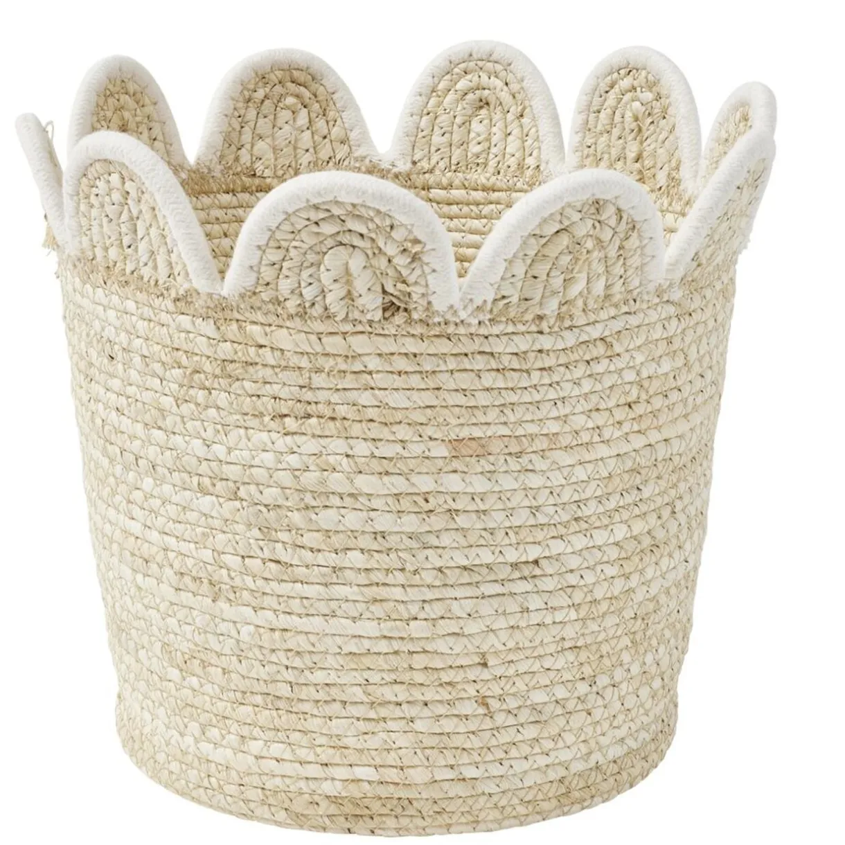 Panière décorative fibre naturelle et bord festonné Ø26xH26cm (3 modèles) < Gifi