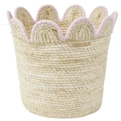 Panière décorative fibre naturelle et bord festonné Ø26xH26cm (3 modèles) < Gifi