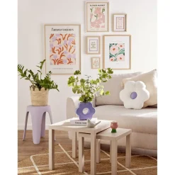 Panière décorative fibre naturelle et bord festonné Ø26xH26cm (3 modèles) < Gifi