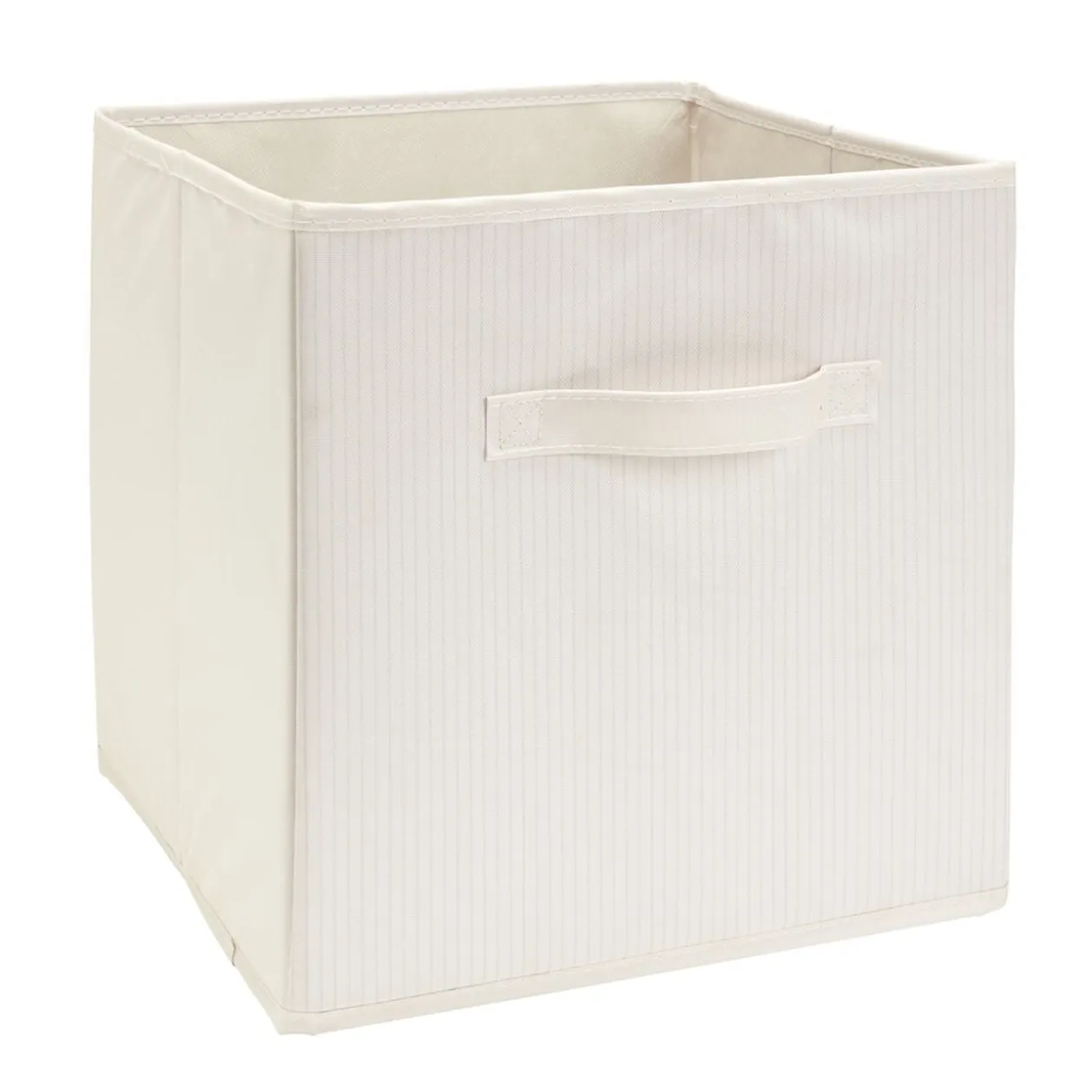 Panière de rangement Box Cube cartonnée blanche à rayures 31x31xH29cm