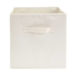 Panière de rangement Box Cube cartonnée blanche à rayures 31x31xH29cm