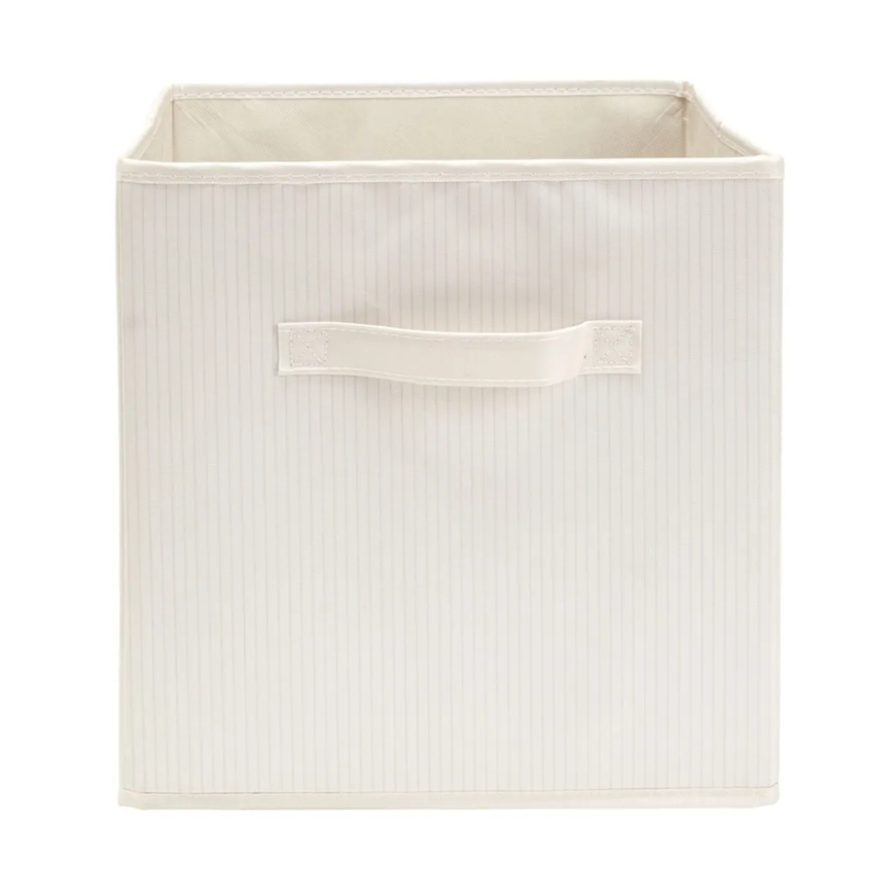 Panière de rangement Box Cube cartonnée blanche à rayures 31x31xH29cm