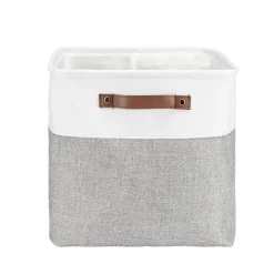 Panière de rangement Box Cube tissu 31x31xH29cm (2 modèles beige ou gris)
