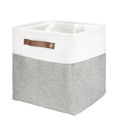Panière de rangement Box Cube tissu 31x31xH29cm (2 modèles beige ou gris)