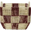 Panière de rangement carrée damier papier beige et rouge 26x26xH20cm < Gifi New