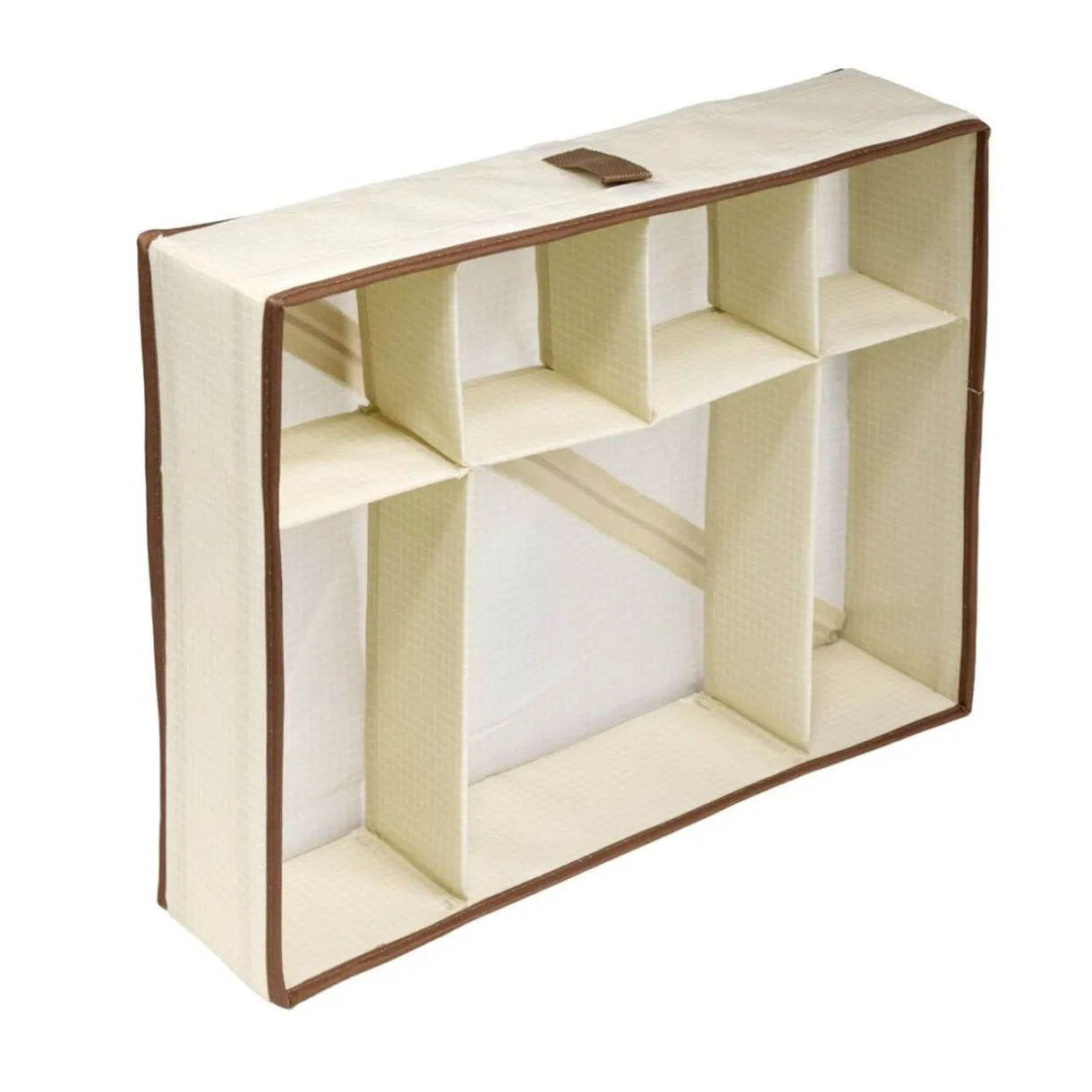 Panière de rangement compartimentée 16L 6 cases polycoton beige et marron 44x34cm < Gifi Outlet
