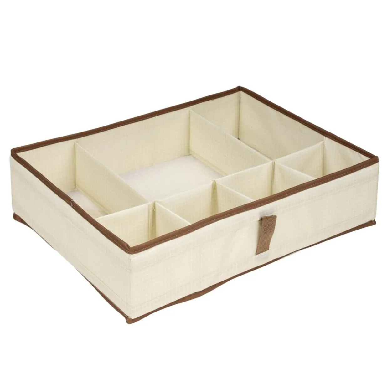 Panière de rangement compartimentée 16L 6 cases polycoton beige et marron 44x34cm < Gifi Outlet