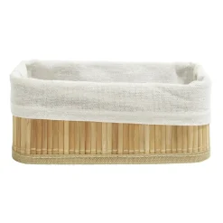 Panière de rangement en bambou et tissu 18x9xH7,6cm