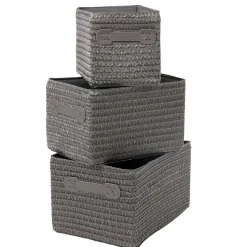Panière de rangement grise effet tressé x3 < Gifi Outlet