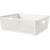 Panière de rangement 12L ajourée empilable plastique blanc 38x33xH13cm