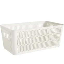 Panière de rangement 3,8L ajourée empilable plastique blanc 29x16,5xH11,5cm