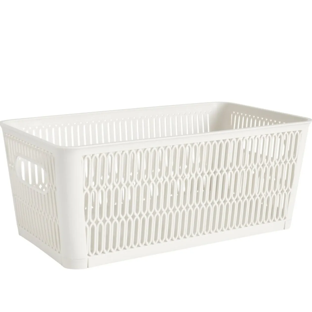 Panière de rangement 3,8L ajourée empilable plastique blanc 29x16,5xH11,5cm