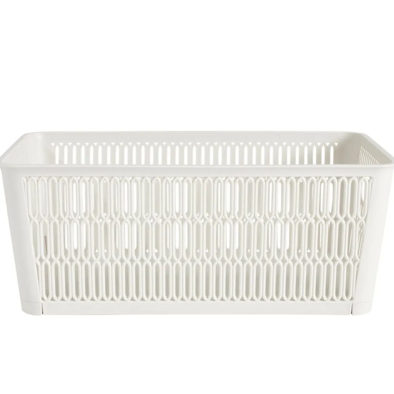 Panière de rangement 3,8L ajourée empilable plastique blanc 29x16,5xH11,5cm