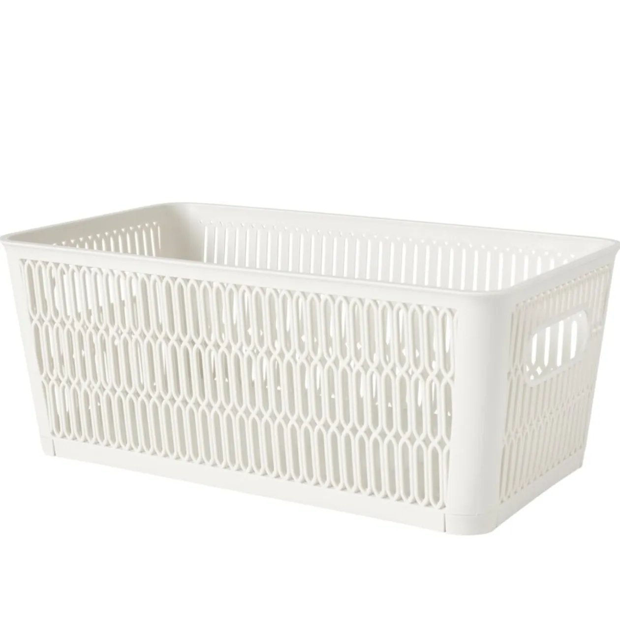 Panière de rangement 3,8L ajourée empilable plastique blanc 29x16,5xH11,5cm