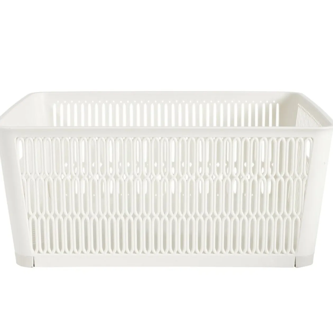 Panière de rangement 5,8L ajourée empilable plastique blanc 28x23xH12,5cm