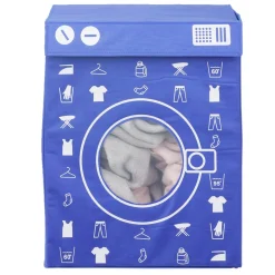 Panière de rangement à linge décor machine à laver bleu 44x35x55cm < Gifi Online