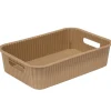 Panière de rangement 2L rectangulaire plastique marron 25,5x17xH6cm