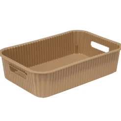 Panière de rangement 2L rectangulaire plastique marron 25,5x17xH6cm