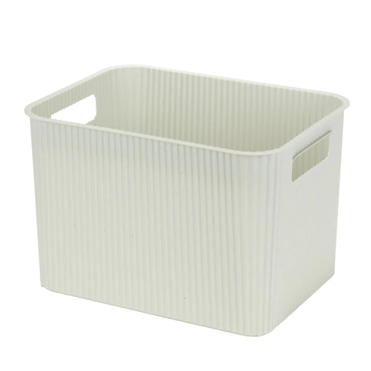 Panière de rangement 14L rectangulaire plastique blanc 35x26,5xH20cm < Gifi