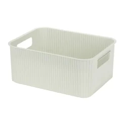 Panière de rangement 10L rectangulaire plastique blanc 35x26,5xH12,5cm < Gifi Discount