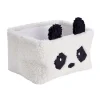 Panière de rangement panda Box Cub effet laine bouclée blanc et noir 30x20xH16cm