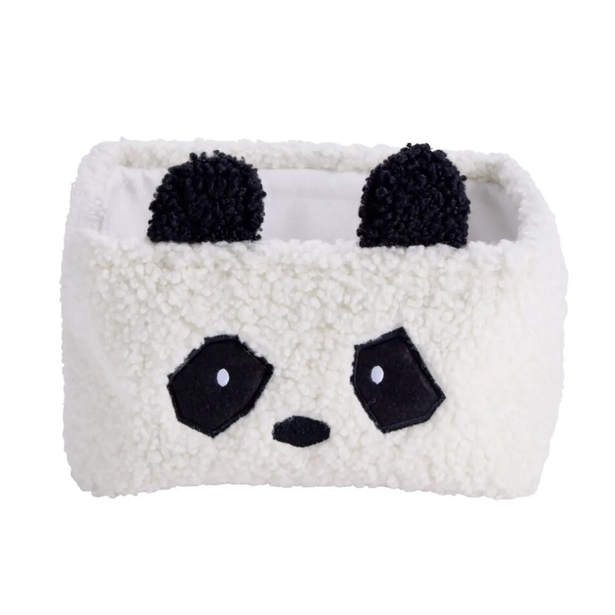 Panière de rangement panda Box Cub effet laine bouclée blanc et noir 30x20xH16cm