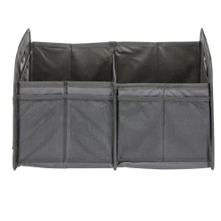 Panière de rangement rétractable 2 compartiments polyester noir 50x32xH27cm