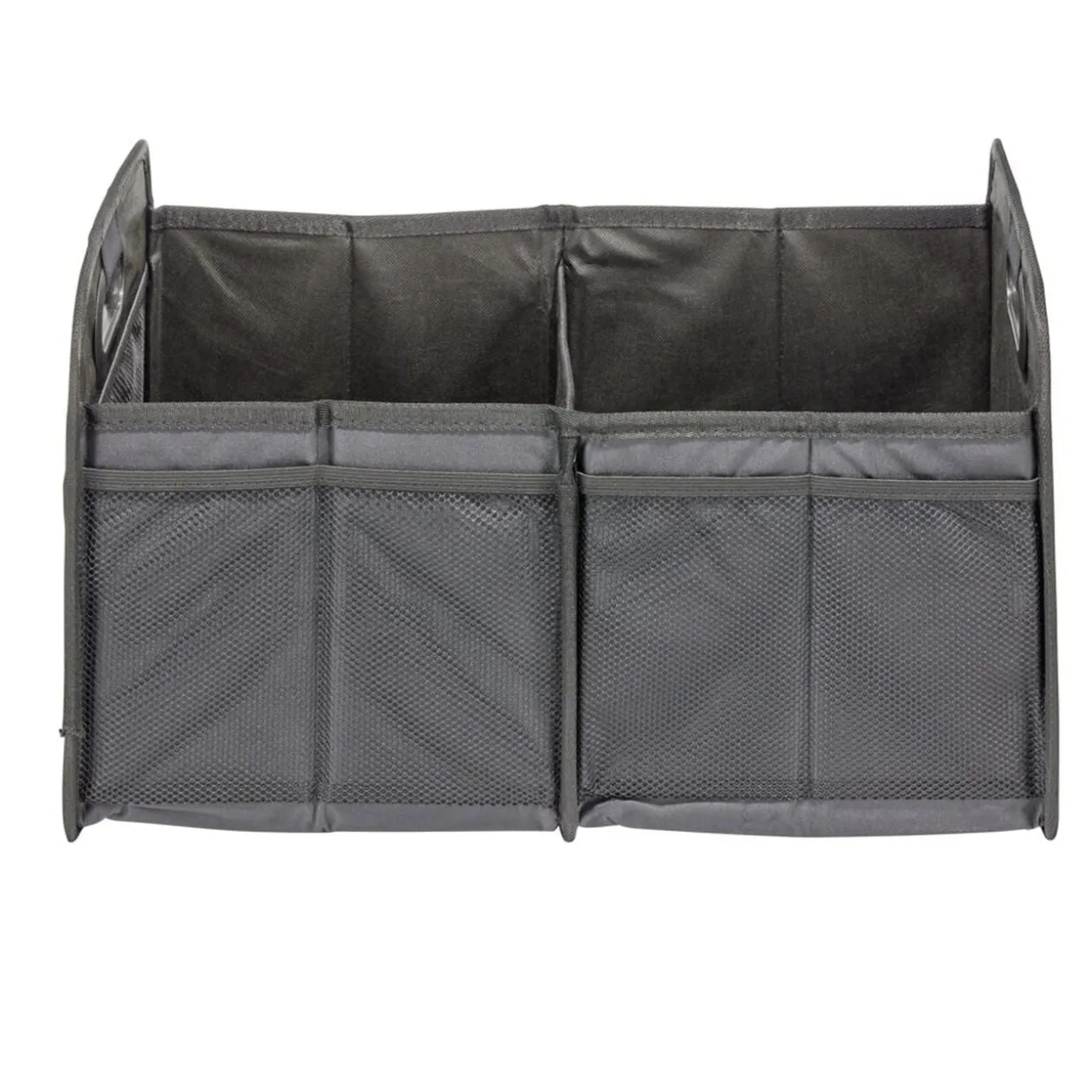 Panière de rangement rétractable 2 compartiments polyester noir 50x32xH27cm