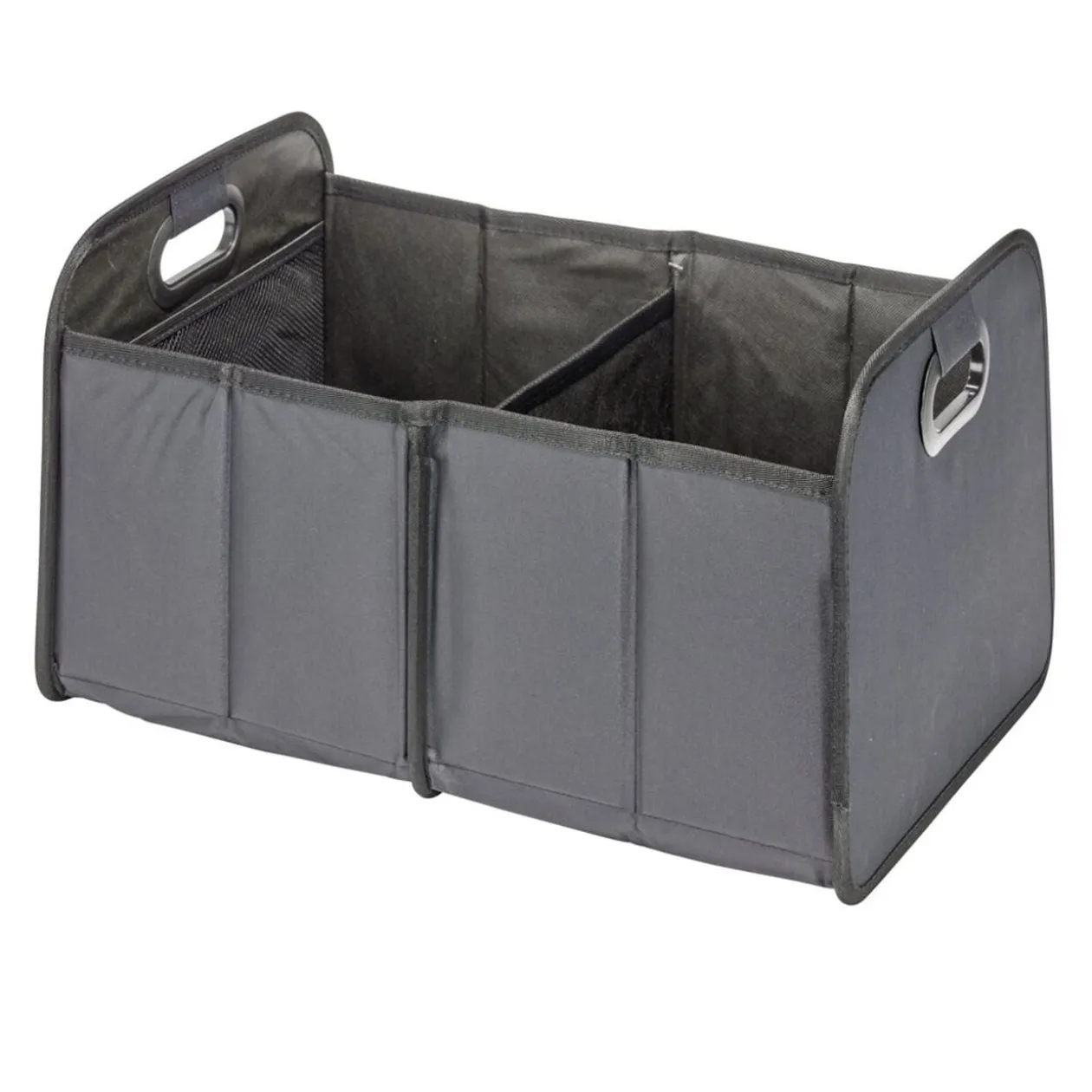 Panière de rangement rétractable 2 compartiments polyester noir 50x32xH27cm