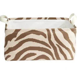 Panière de rangement souple motif animal 40x32xH20cm (2 modèles zèbre ou léopard)