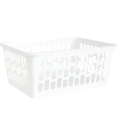 Panière de rangement x2 ajourée plastique blanc 36,5x25,5xH15,5cm < Gifi New
