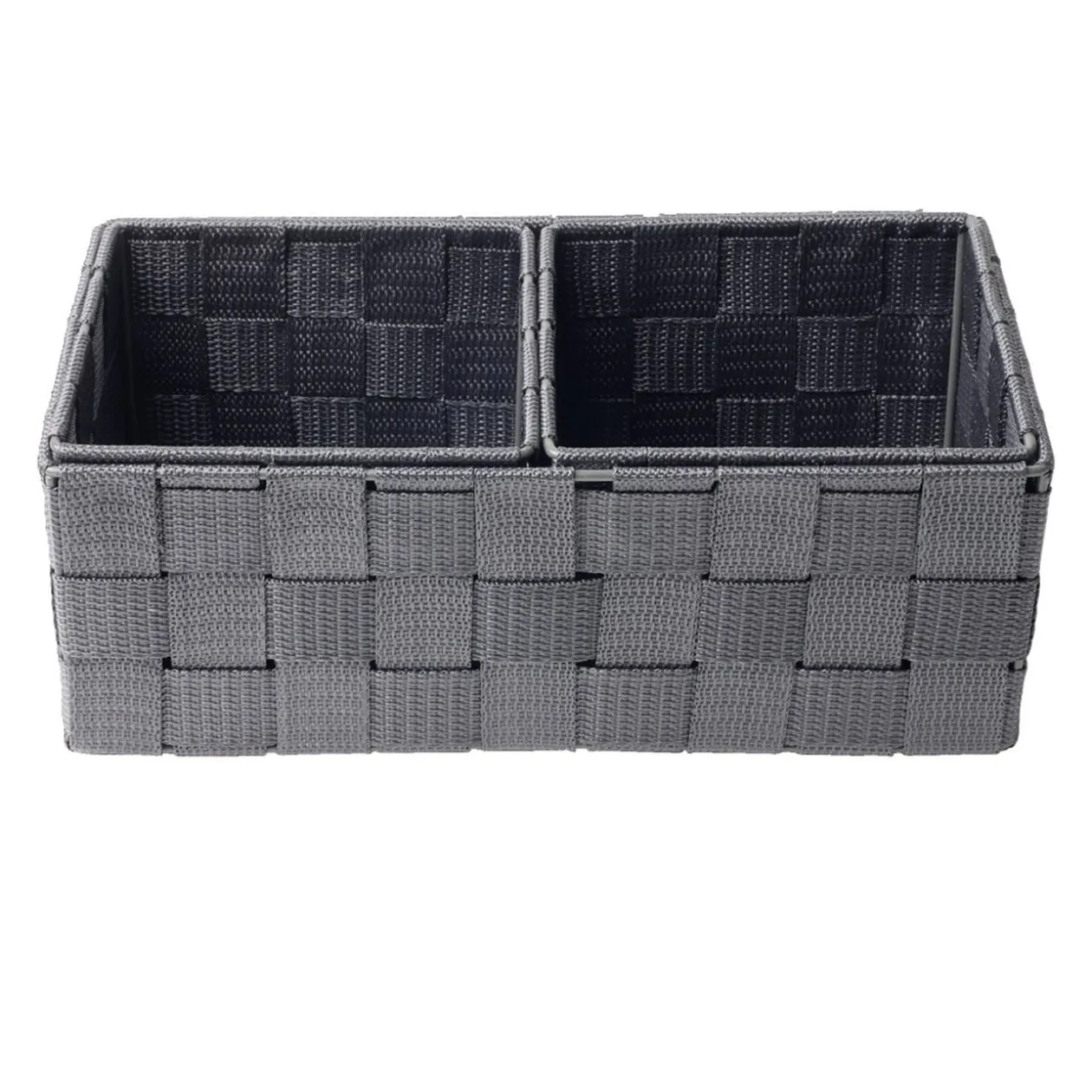 Panière de rangement x3 tissu gris foncé (1 grande et 2 petites)