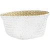 Panière en jute blanc naturel décor dentelle Ø20xH15 cm
