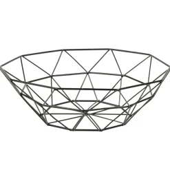Panière à fruit en métal noir ronde Ø25,5xH8cm