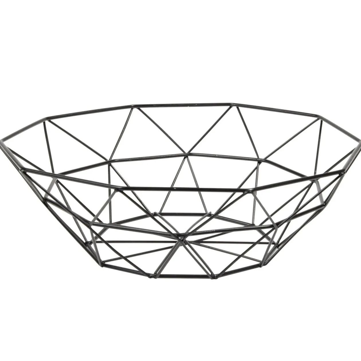 Panière à fruit en métal noir ronde Ø25,5xH8cm