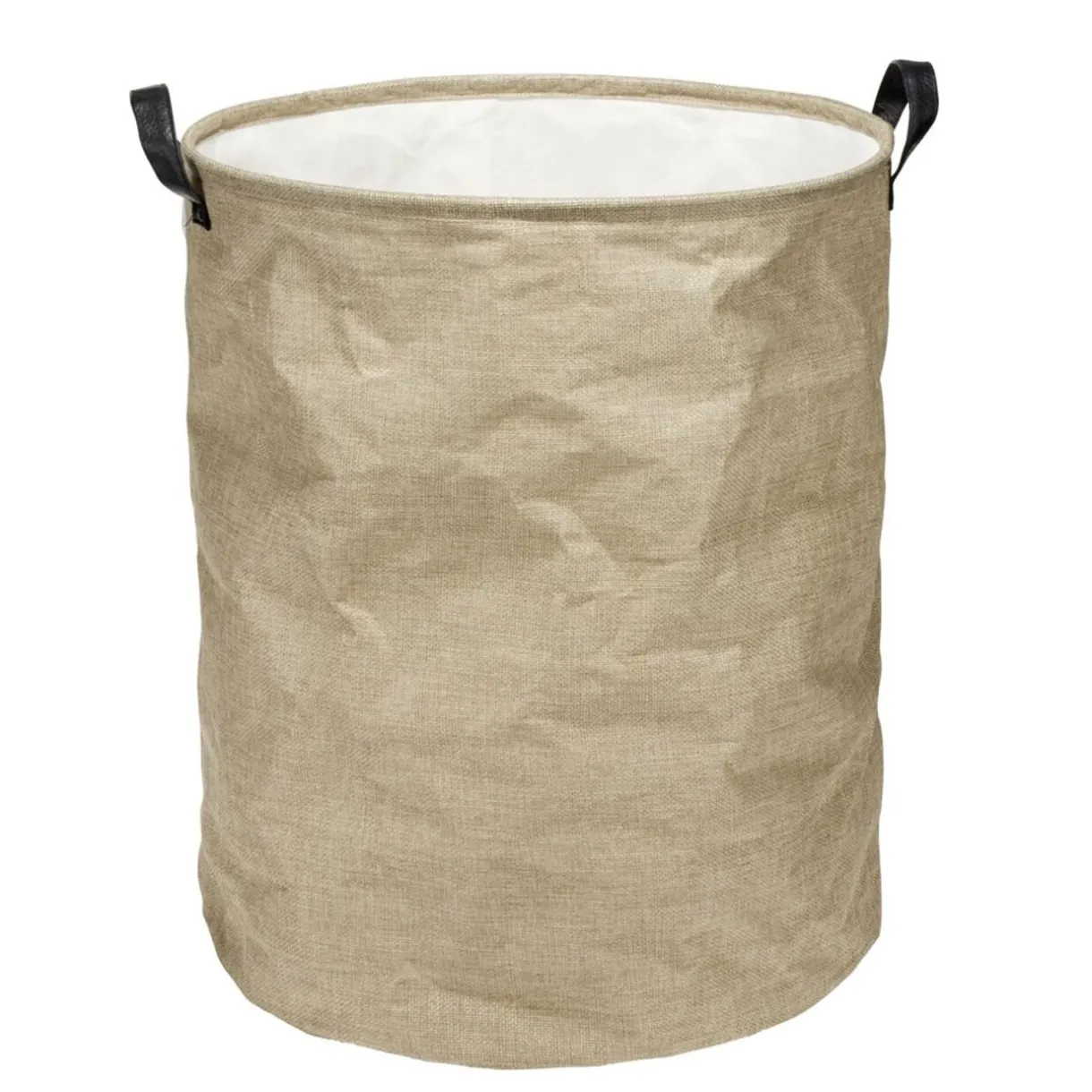 Panière à linge 40L en jute avec poignées Ø35xH45cm < Gifi