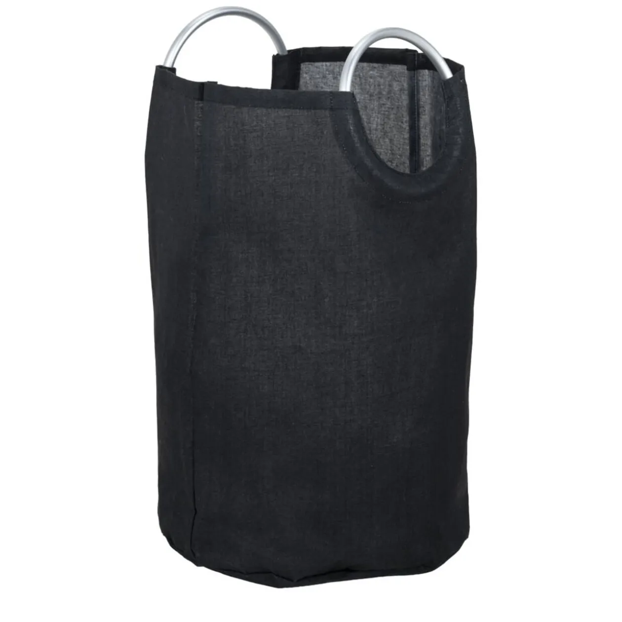 Panière à linge 60L polyester et poignée aluminium Ø38xH55cm (2 modèles)