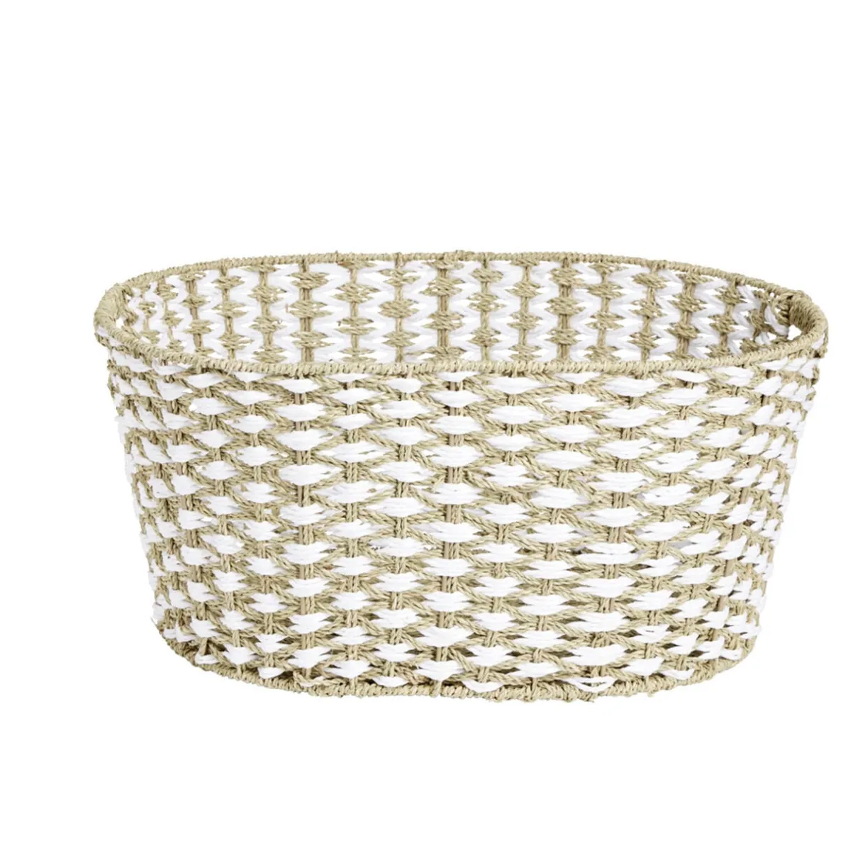 Panière à linge 41L 58xH28x43cm jonc de mer beige et blanc < Gifi Hot