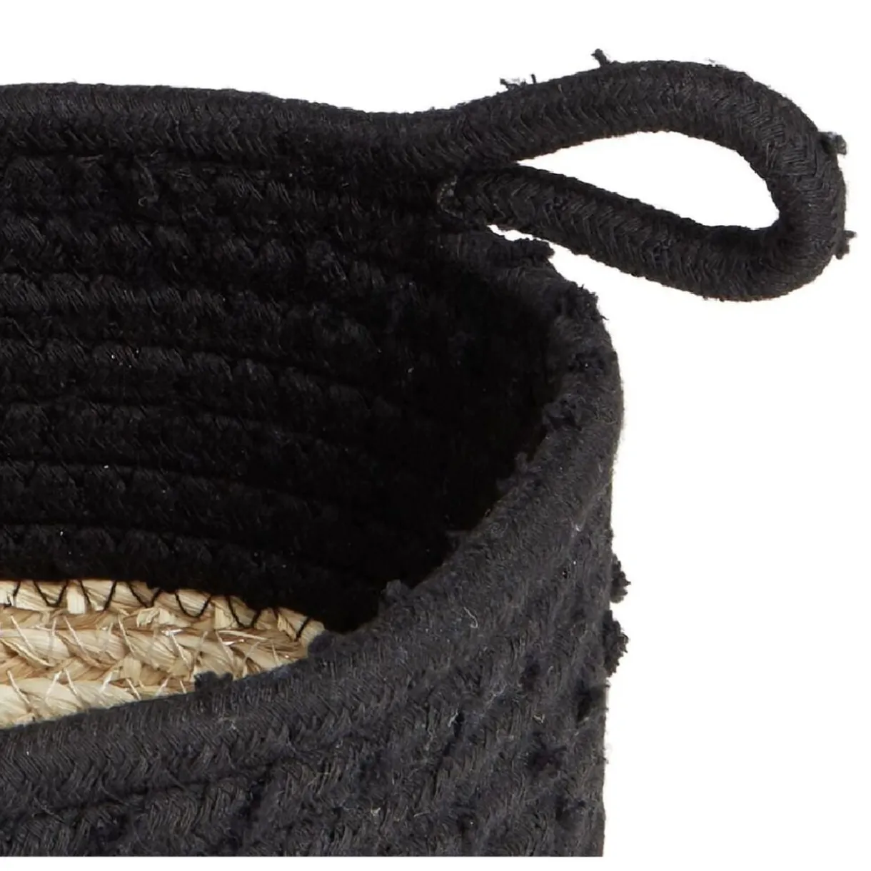 Panière naturelle jacinthe d'eau coton beige et noir Ø18xH16cm < Gifi Clearance