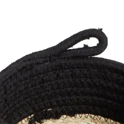 Panière naturelle jacinthe d'eau coton beige et noir Ø15xH12cm < Gifi Sale