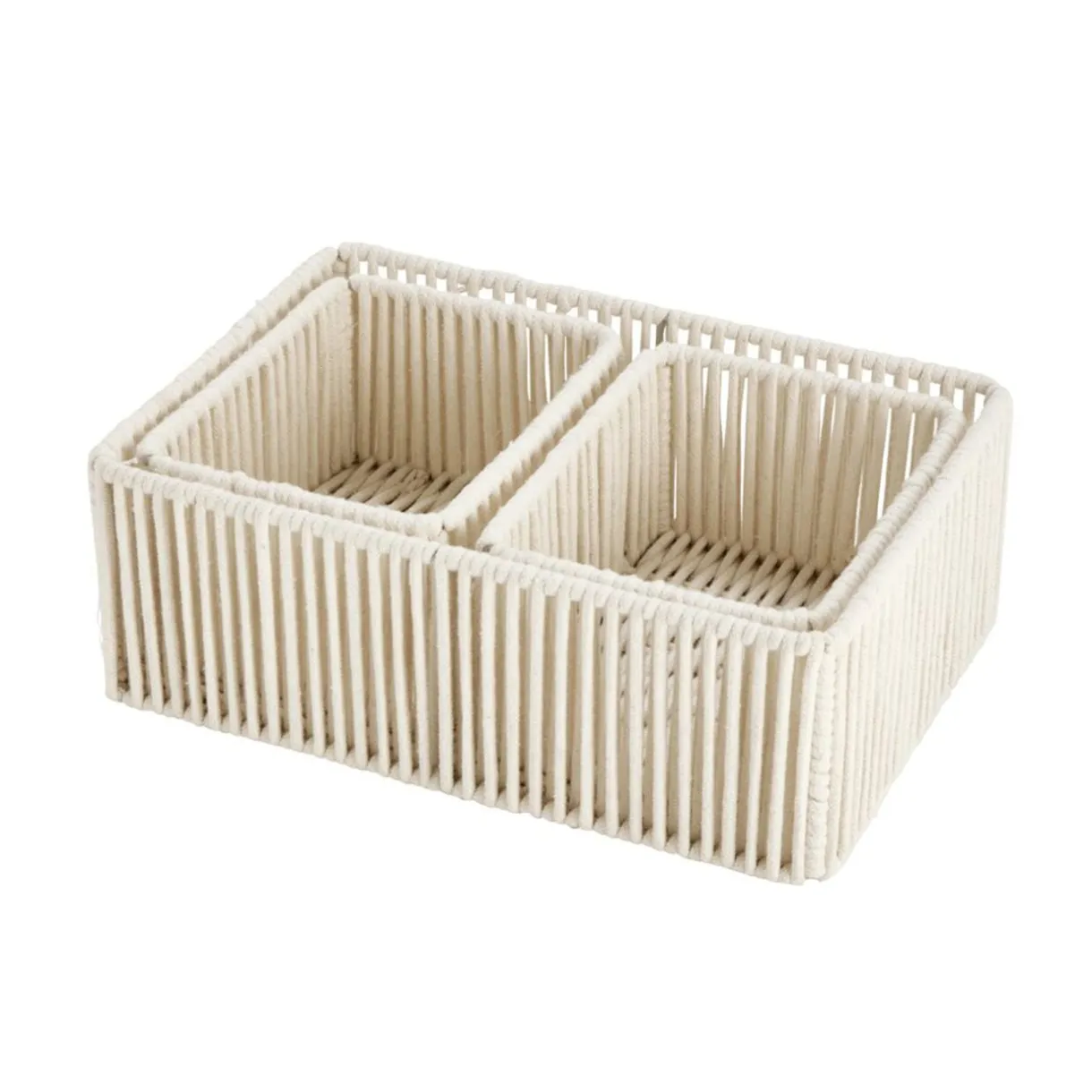Panière pliante x3 cordage laine bouclée beige 1x 32x11xH22cm et 2x 18x9,5xH14cm < Gifi Clearance